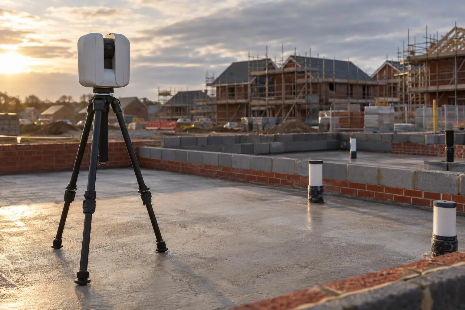 Dimensure laser scanner on a housing site oversite